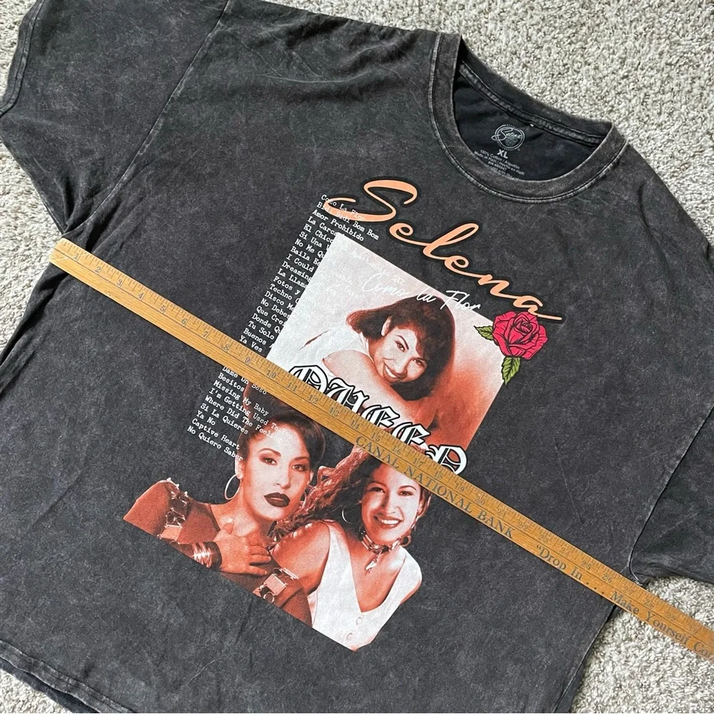 Selena Gray Bleach Dyed Band T-Shirt Size XL Graphic Song Lyrics Photos Cotton - Picture 4 of 12